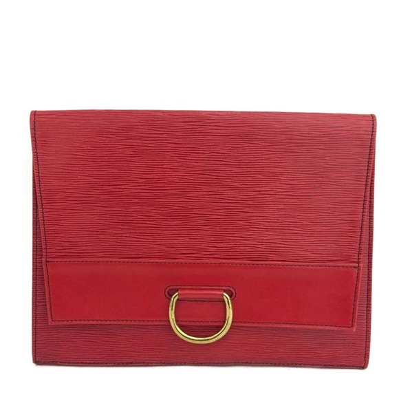 Louis Vuitton Epi Jena Red Leather Clutch Bag with gold hardware